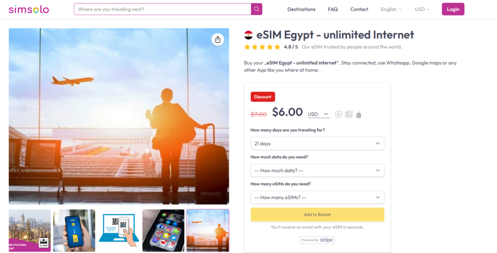 buy esim egypt simsolo internet