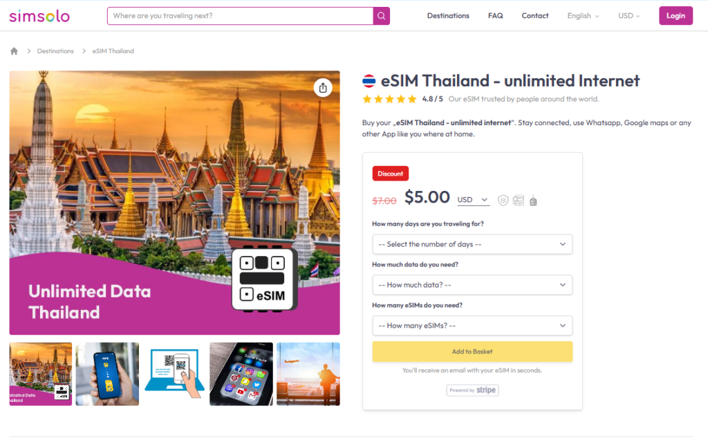 esim internet thailand travel mobile