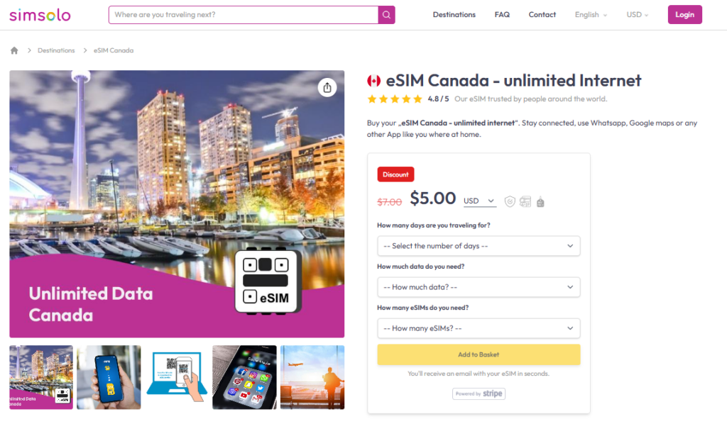 esim internet canada unlimited